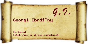 Georgi Ibrány névjegykártya